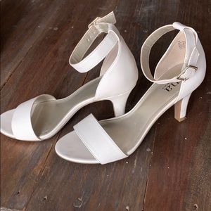 White heeled sandals
